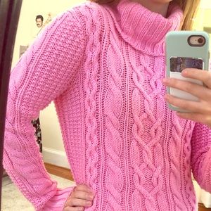 Ralph Lauren Cable Knit Turtleneck Sweater Pink S
